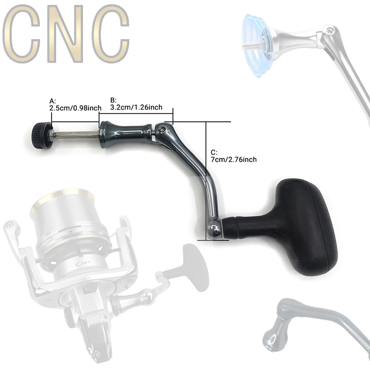 Mango carrete pesca CNC aluminio – Recambio giratorio - imagen 4