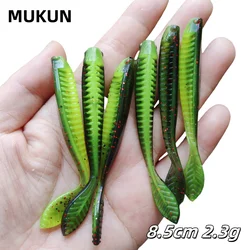 MUKUN 6 uds TPE pesca flotante señuelo suave 2,3g/85mm cebo Artificial aparejo depredador para Lucio y Lucio