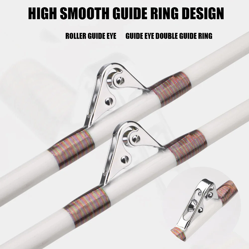 Caña de pescar giratoria con anillo de polea de 1,65 M, 50kg, sección superior superdura, 2 cañas de lanzamiento de larga distancia, caña de pescar para barco marino y océano - imagen 3