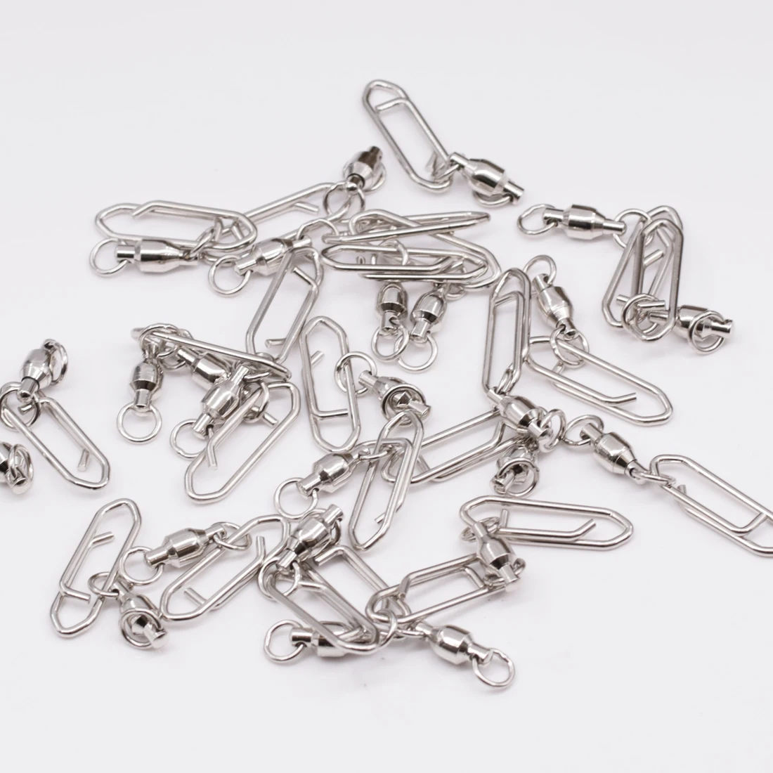 FishTrip 25 uds nuevo pesca Snap rodamiento de bolas giratorios de acero inoxidable con mosquetón conector de pesca aparejos terminales - imagen 5