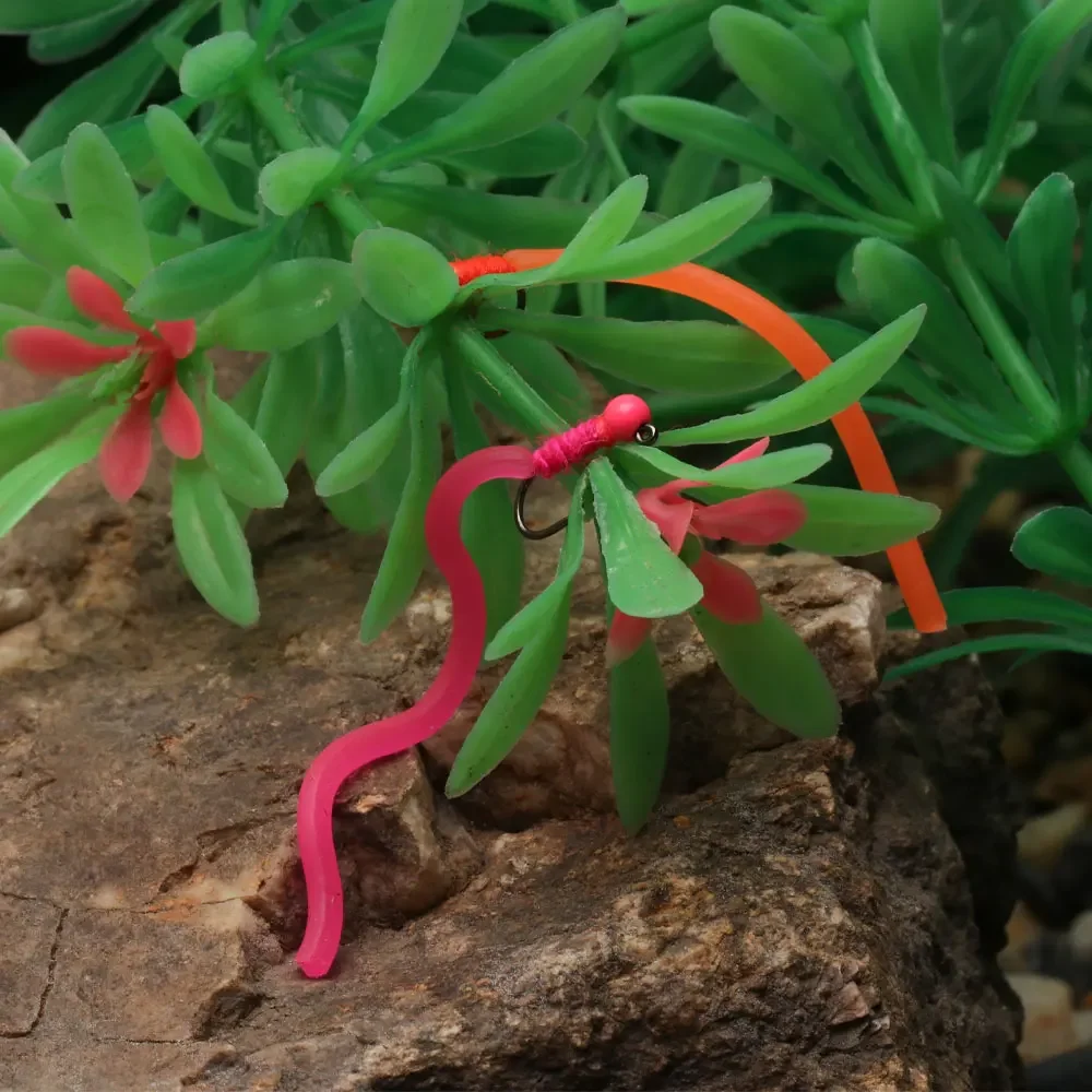 ICERIO cabeza de cuentas pesadas gusano cuadrado mosca anzuelo sin púas hundimiento rápido San Juan gusano mosca húmeda para trucha Señuelos de pesca cebos - imagen 4