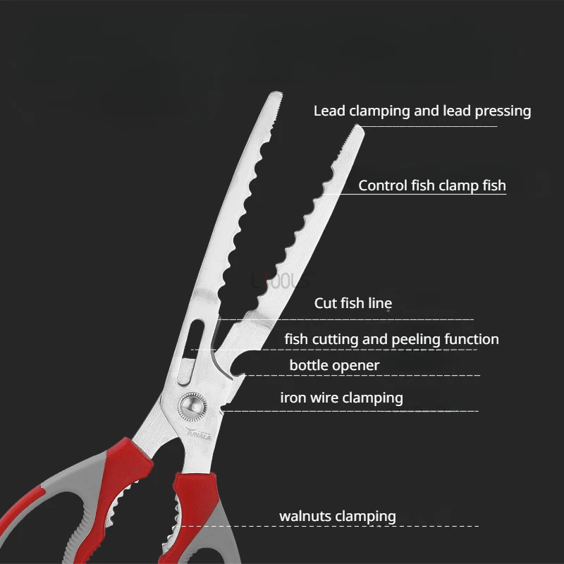 Alicates de pesca multifuncionales, controlador de pescado, acero inoxidable, boca puntiaguda, microobjeto, herramientas de pesca de bucle abierto - imagen 3