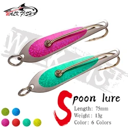 WALK FISH-señuelo tipo cuchara para pesca en aguas profundas, gancho individual con lentejuelas de acero inoxidable, placa de hierro, aparejos de pesca de Metal, 8cm, 13g, 1 Uds.