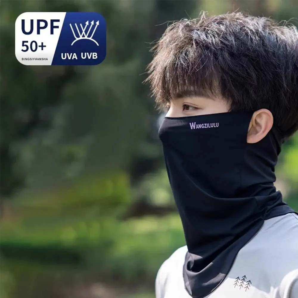 Bandana de seda de hielo transpirable para hombre y mujer, protección para el cuello, cubierta facial elástica, bufanda colgante para la oreja, diadema, bufanda, máscara de protección solar - imagen 3