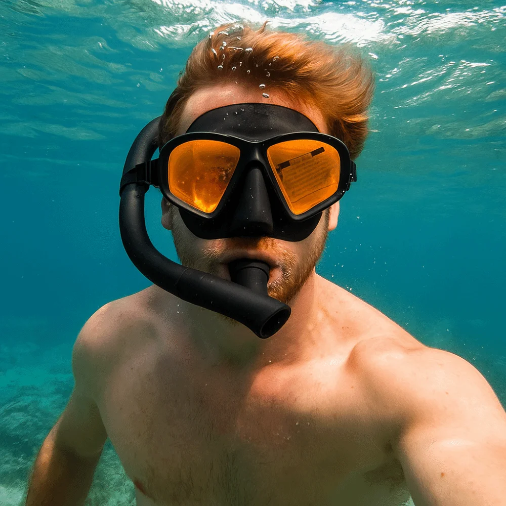 Máscara snorkel tipo J vidrio templado bajo volumen - imagen 3