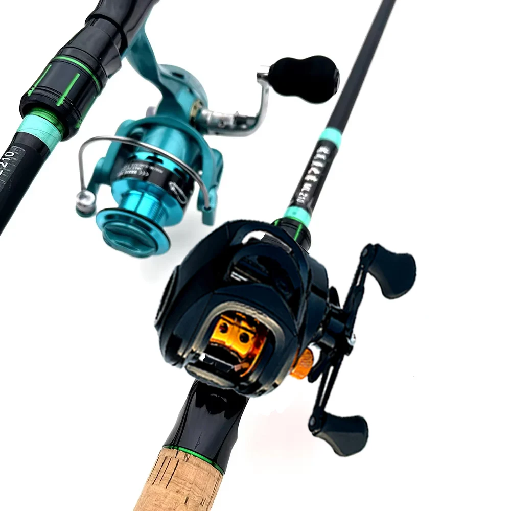 Combo de carretes de caña de pescar, 4/5 secciones, caña de viaje ultraligera, Kit de carrete giratorio/Baitcasting con línea de PE, Pesca de carpa, 1,8/2,1 m - imagen 2