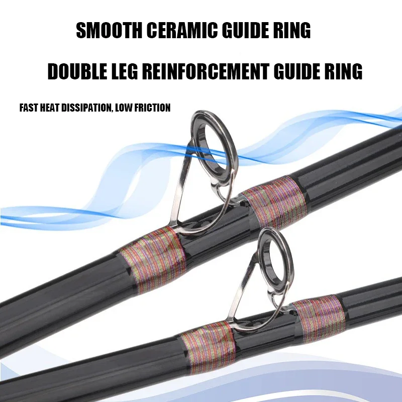 1,8 M 2,1 M 2,4 M Surf agua salada caña de pescar de carbono de 3 piezas caña giratoria de viaje 30-50lb barco Jigging caña de pescar - imagen 5