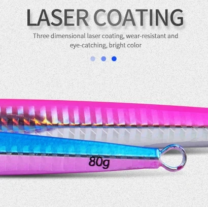 OBSESSION-señuelo de pesca con aguja, 60g, 80g, Jigging rápido, plantillas de Metal brillantes, cebo duro que se hunde, lápiz de agua salada, anzuelo auxiliar - imagen 5