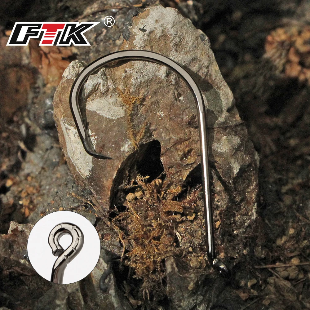 FTK-anzuelos de pesca de 25-50 piezas, anzuelos de pesca con púas, cabeza torcida, CircleDouble Back - imagen 3