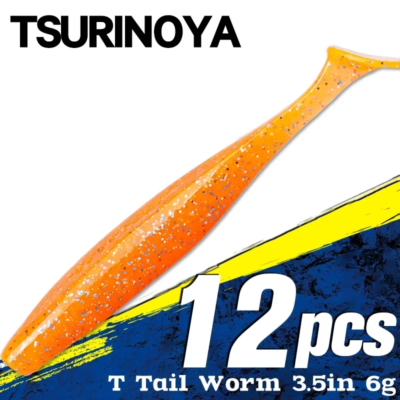 TSURINOYA señuelos blandos 3,5 pulgadas 6g T cola bailarina cebo de pesca agregar sal gusano Wobblers Artificial Shinner cebos de silicona aparejos de pesca - imagen 3