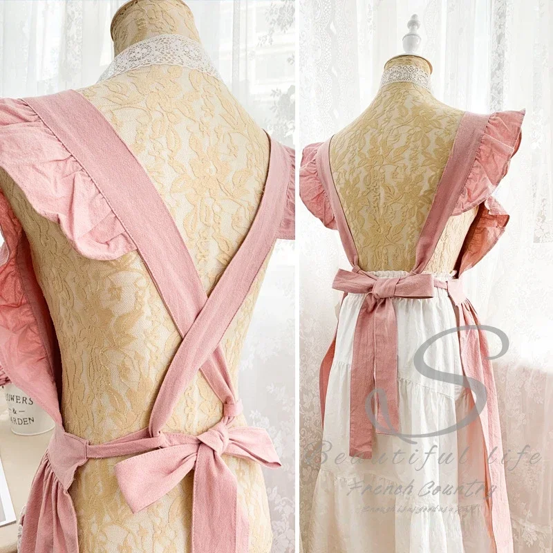 Delantal de algodón y lino vintage para mujer – Estilo palaciego - imagen 4