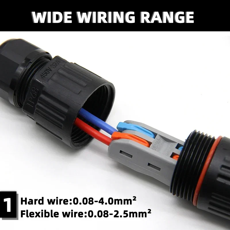 Conector impermeable en forma de I/T, conector de cable de 2/3/5 Pines, conexión de tornillo rápido, terminales Push-in, caja de conexiones eléctricas, IP68 - imagen 3