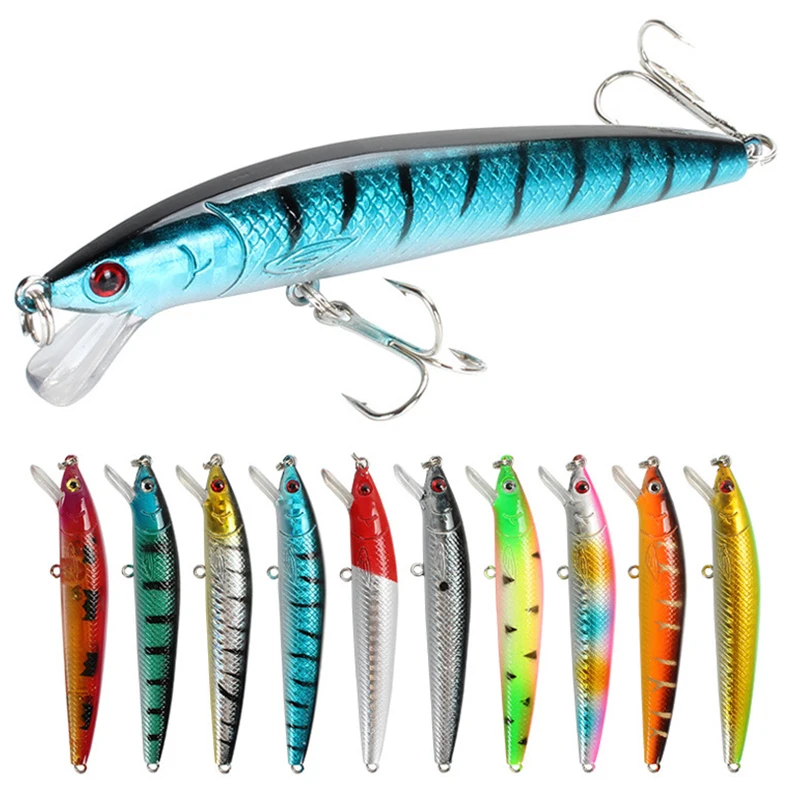 10 Uds Minnow señuelo de Pesca Isca cebo duro Artificial Trolling Wobblers en Lucio Pesca carpa Peche aparejos