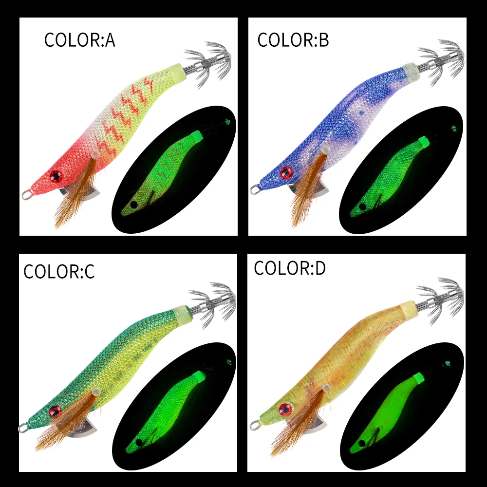 SQUID KING Cebo pequeño para calamar 2.2 #   Anzuelo de calamar, señuelos de camarones de madera, plantillas, cebo de sepia, simulación realista, cebo de pulpo de silicona - imagen 5