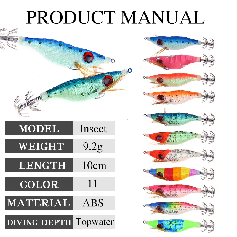 1 Uds 100mm 9,2g cebo falso Topwater camarones señuelos tiro lejano fregadero pulpo señuelo Artificial simulado señuelo de pesca cebo pesca en el mar - imagen 5