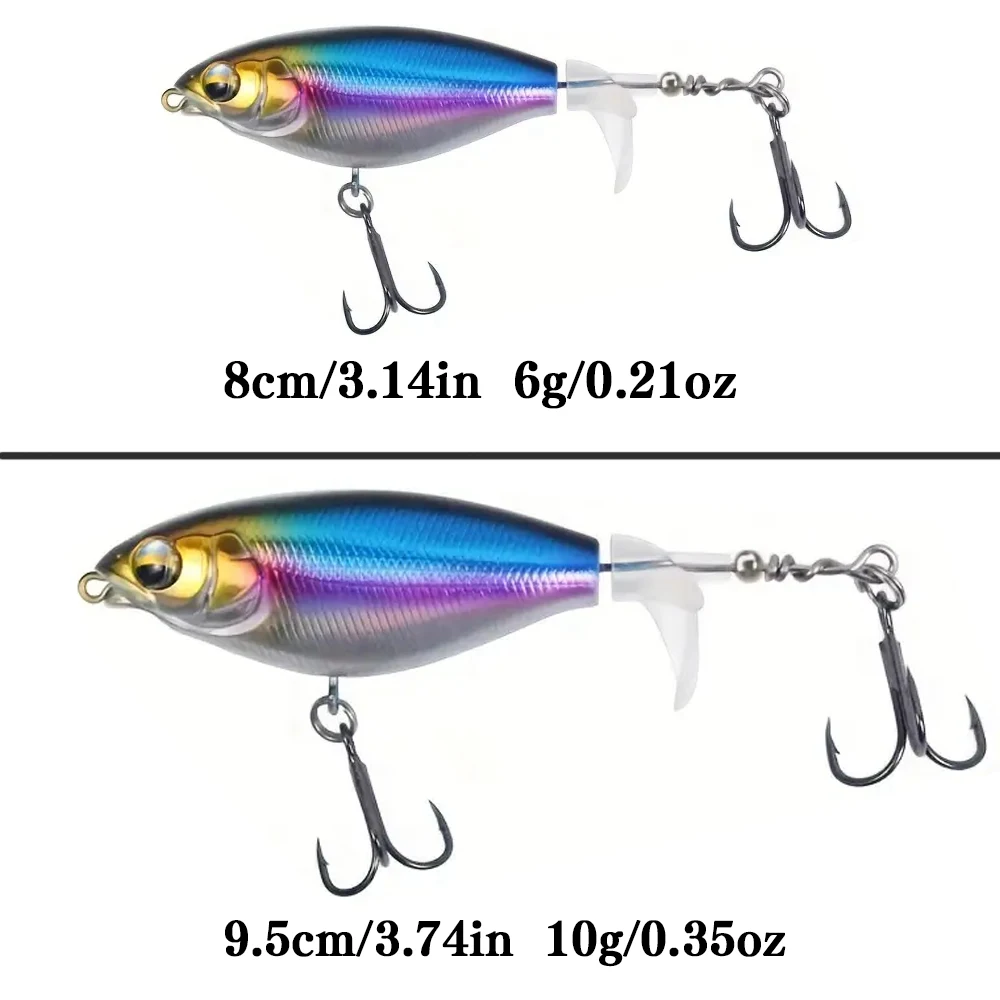 Whopper-señuelo Popper de pesca piezas, cebo duro Artificial de 75mm y 6,5g, cola giratoria suave, aparejos de pesca - imagen 2