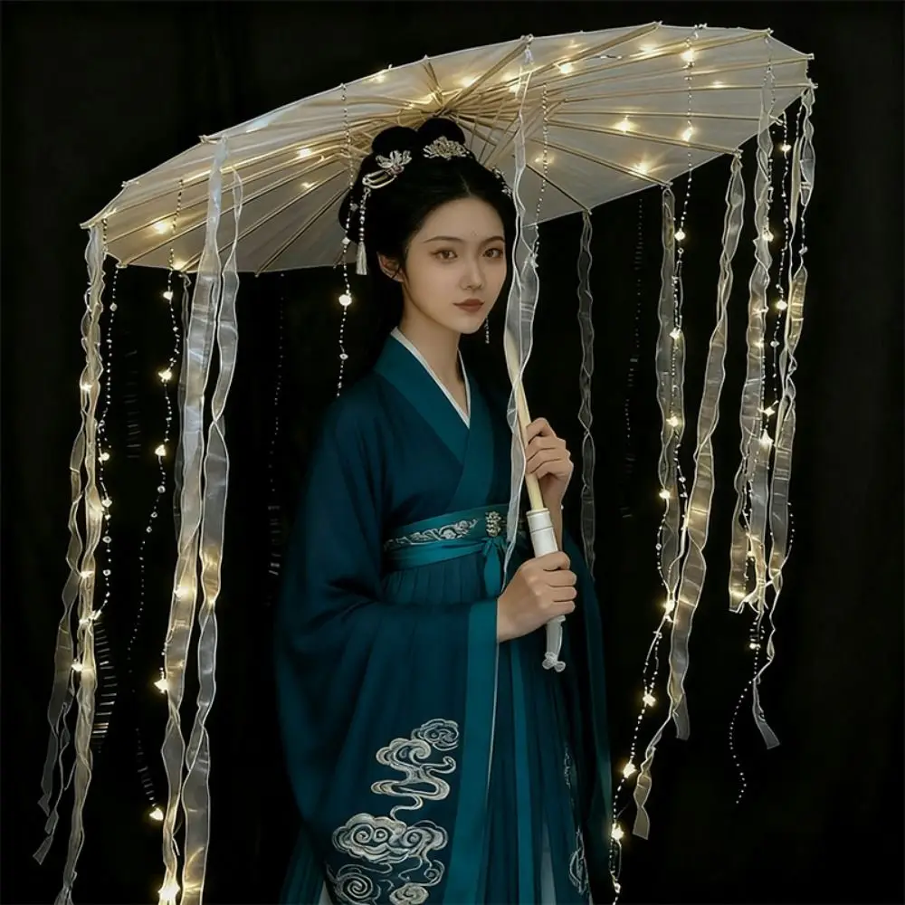 Paraguas de hilo japonés chino LED hecho a mano, varios estilos de diámetro 70/82cm, papel aceitado, tela de seda - imagen 5