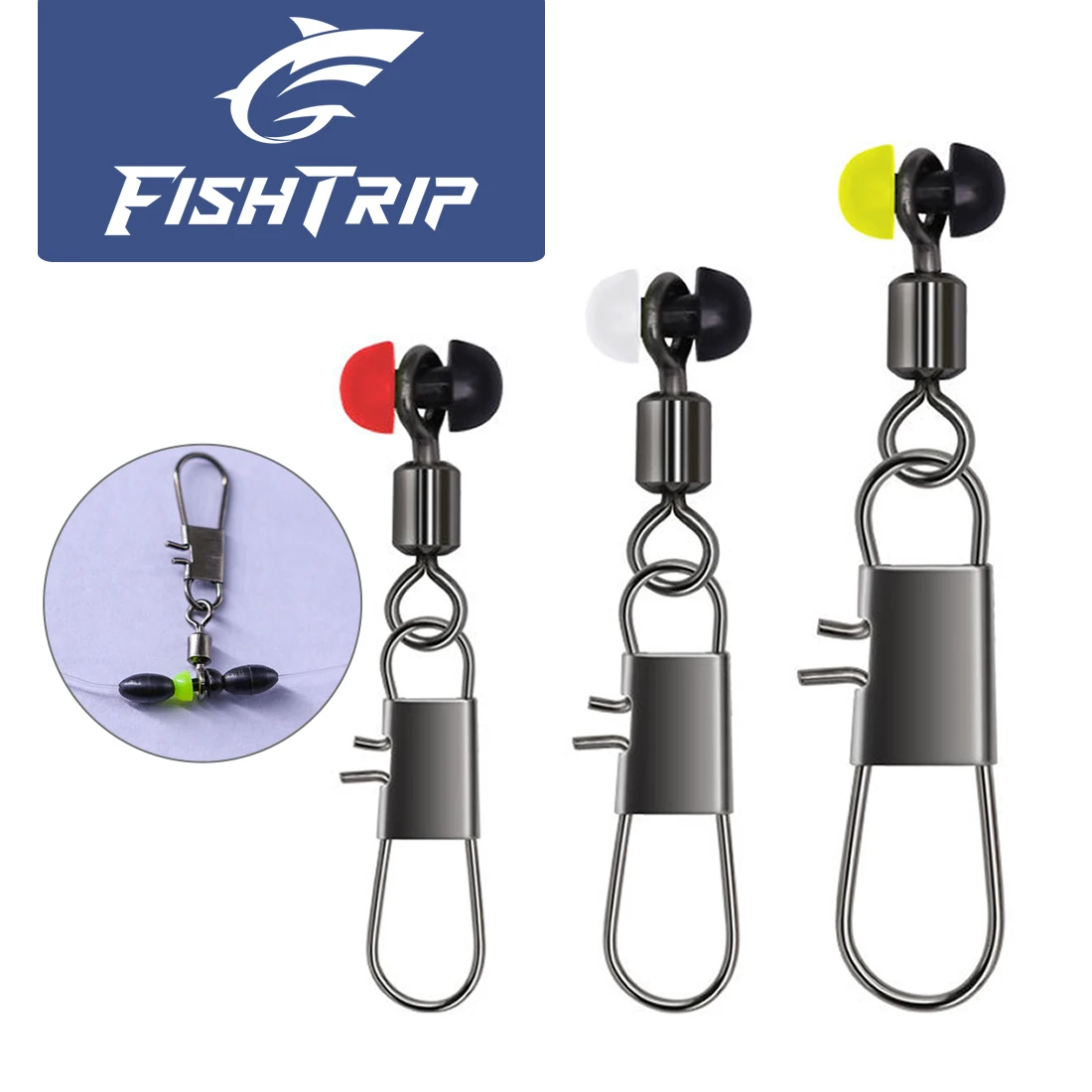 FishTrip Conector Pesca Bicolor Space Bean con Mosquetón Giratorio - imagen 3