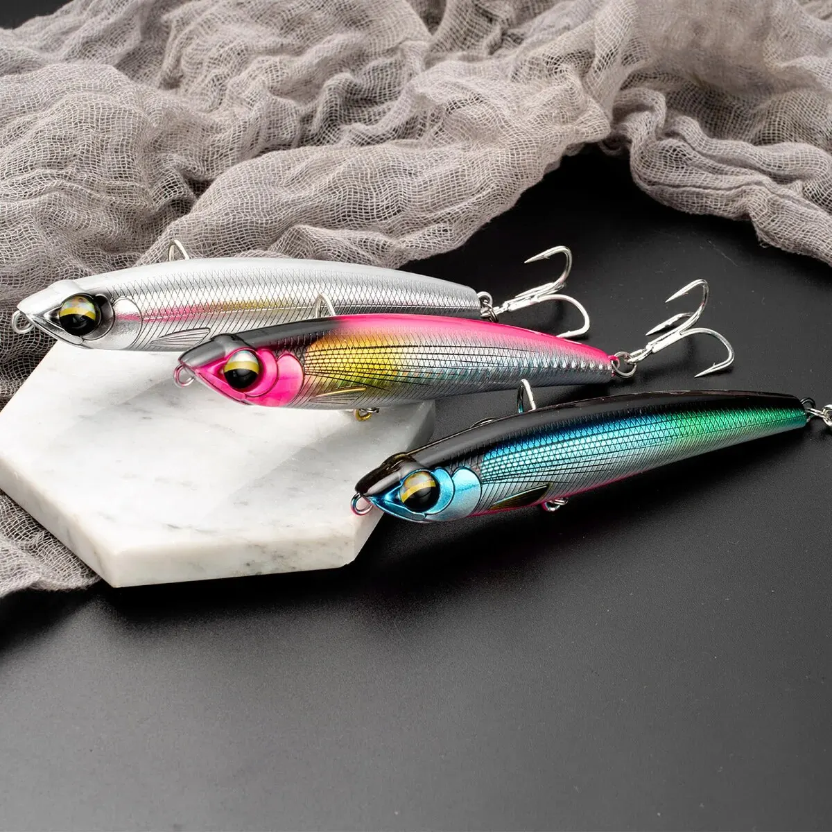 Señuelos de pesca con lápiz que se hunden, 4 Uds., 110MM, 60G, señuelo de pesca de mar, cebo duro Artificial para atún marino, señuelo de pesca GT con anzuelo fuerte - imagen 5