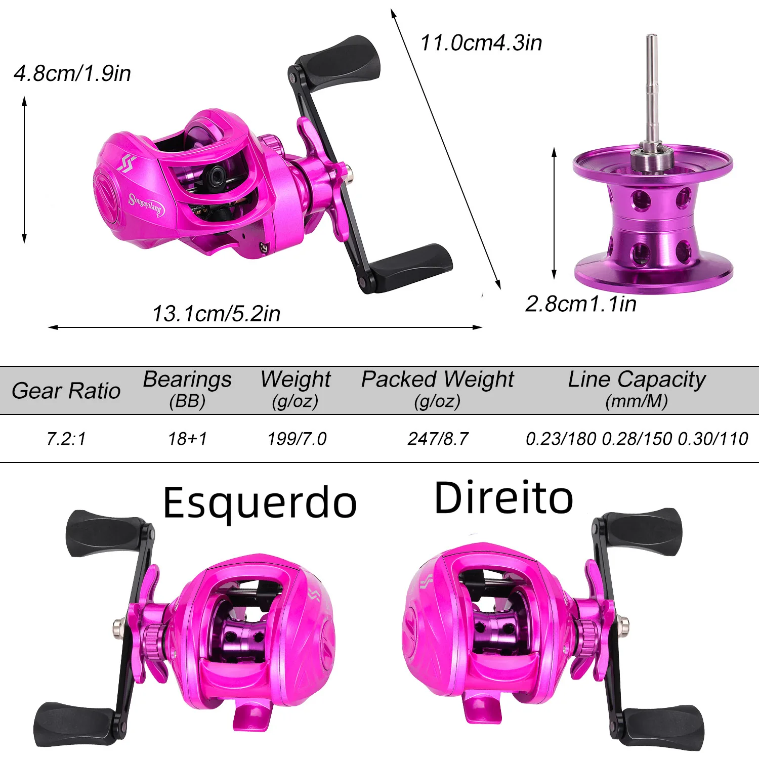 Sougayilang 1,7 m 7,2: 1 relación de engranaje de alta velocidad caña de pescar de fundición Combo para Kit de pesca de lubina de agua dulce - imagen 4