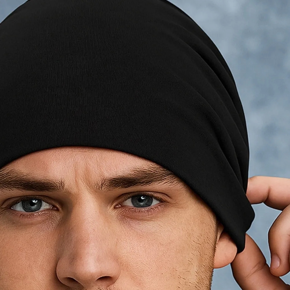 Gorros para correr y ciclismo de invierno de longitud ajustable, gorro deportivo elástico apilado para invierno, gorro cálido suave de Color sólido para correr al aire libre - imagen 3