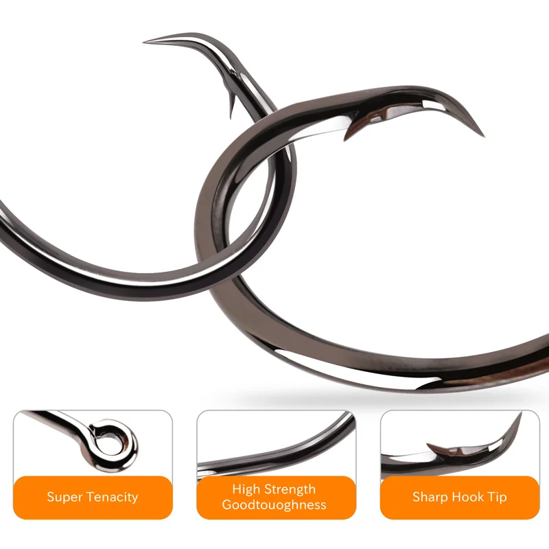 ZYZ 2 ~ 13 unids/bolsa gancho circular de espacio ancho punta de gancho con revestimiento de níquel negro ganchos de agua salada para atún, bagre, lubina - imagen 5