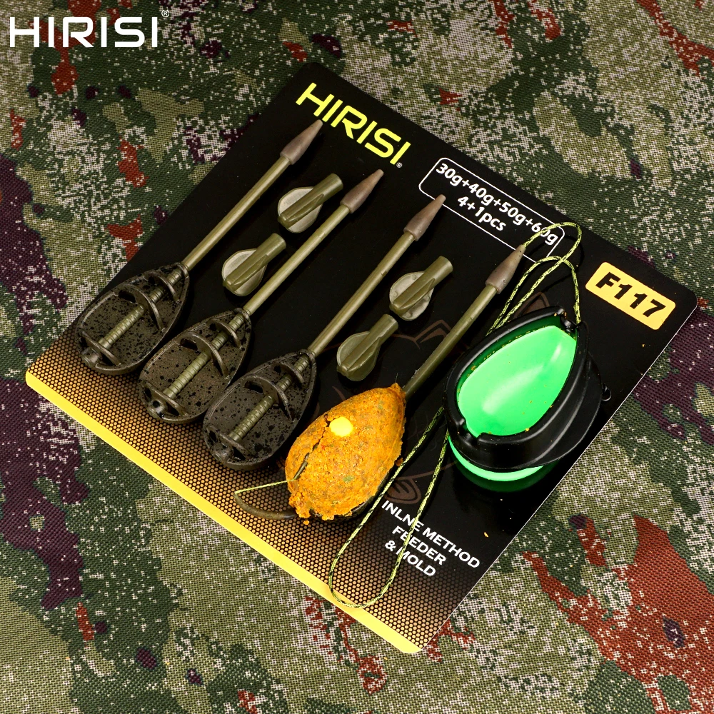 Hirisi-método de pesca de carpa, alimentador y molde, conjunto de aparejos de pesca de carpa, jaula de cebo, cesta, cebo F117, accesorios de pesca ﻿