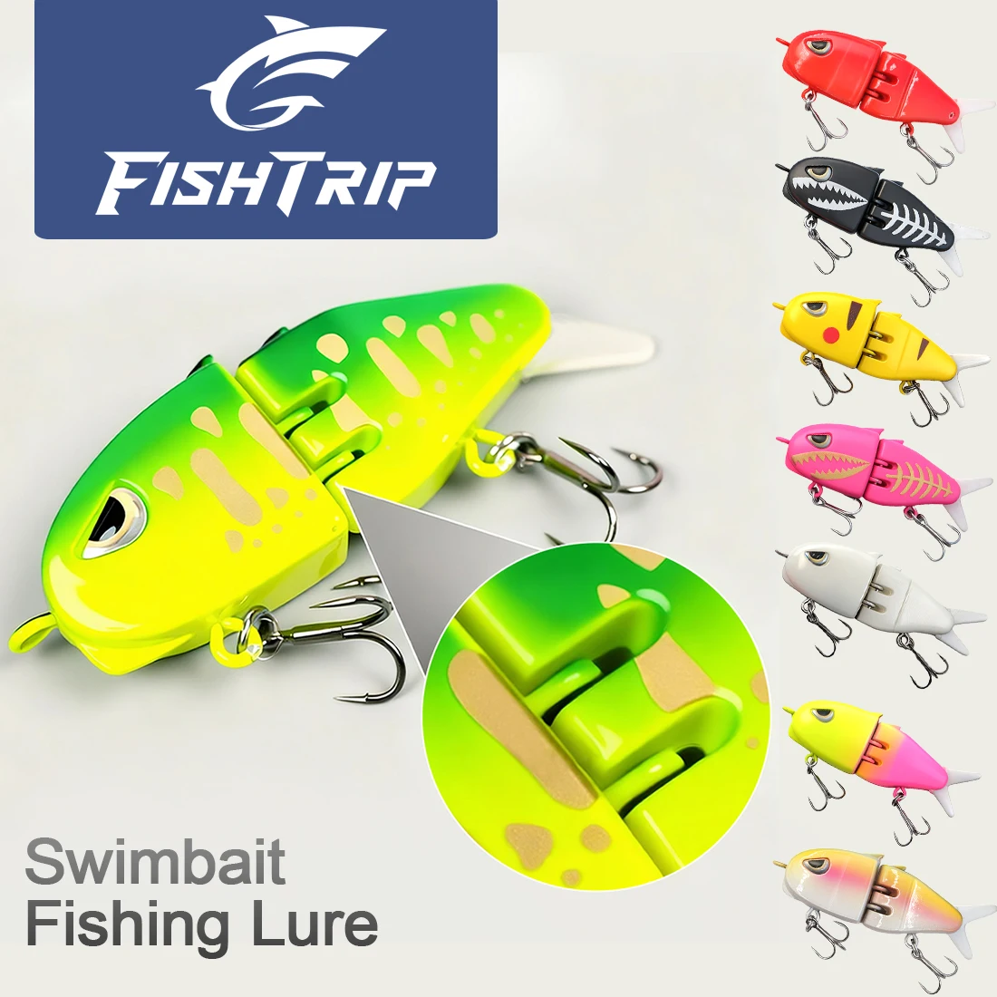 FishTrip 1 Uds 6cm 6,5g Swimbaits señuelo de pesca VIB con ojos 3D cebo de imitación realista de hundimiento lento