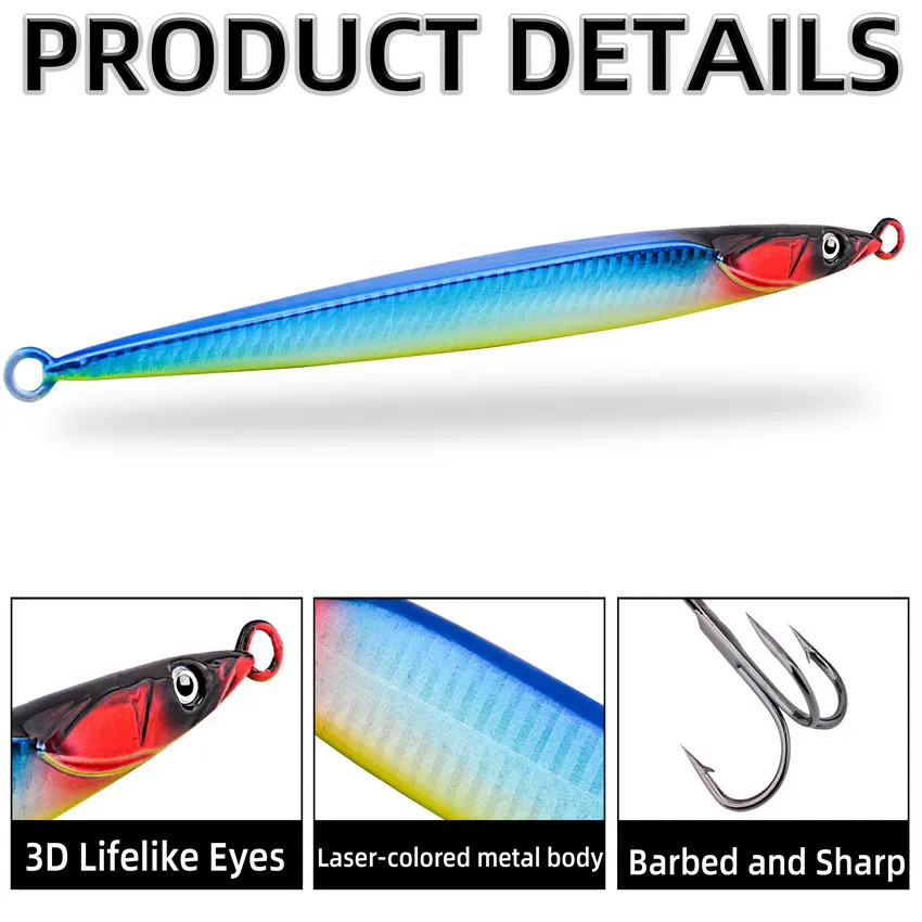 Señuelo de pesca con plantilla de hundimiento rápido, cabeza triangular de Metal, 80g, 120g, 150g, 180g, 200g, cebos duros artificiales, agua dulce y salada, 1 Uds. - imagen 4