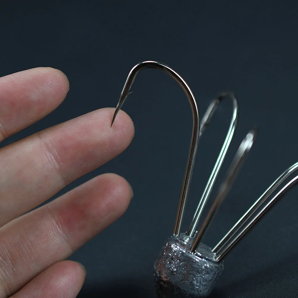 Anzuelos de acero rico en carbono, anzuelos de pesca con ancla de cinco garras ponderada, anzuelos grandes, peso de enganche 30g 40g 50g 60g - imagen 5