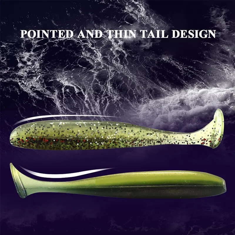 Señuelos blandos, cebo de silicona, 10 Uds., 9cm, gusano, señuelo de pesca de silicona, plantilla Wobblers para carpa, lubina, aparejos de natación artificiales - imagen 3