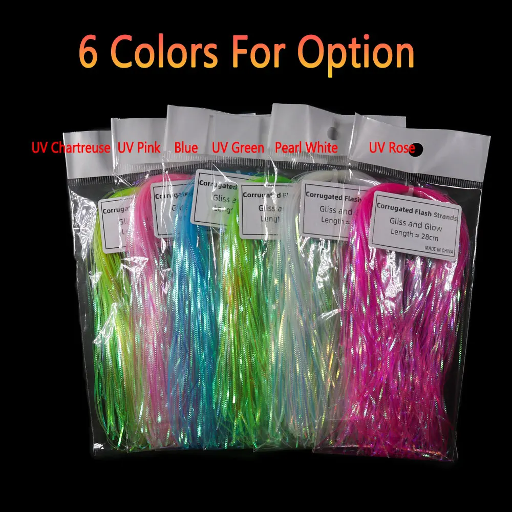 Bimoo-oropel UV corrugado de 1mm de ancho, hebras brillantes, simulan escamas de pescado para atar pececillos, serpentina, moscas de agua salada - imagen 5