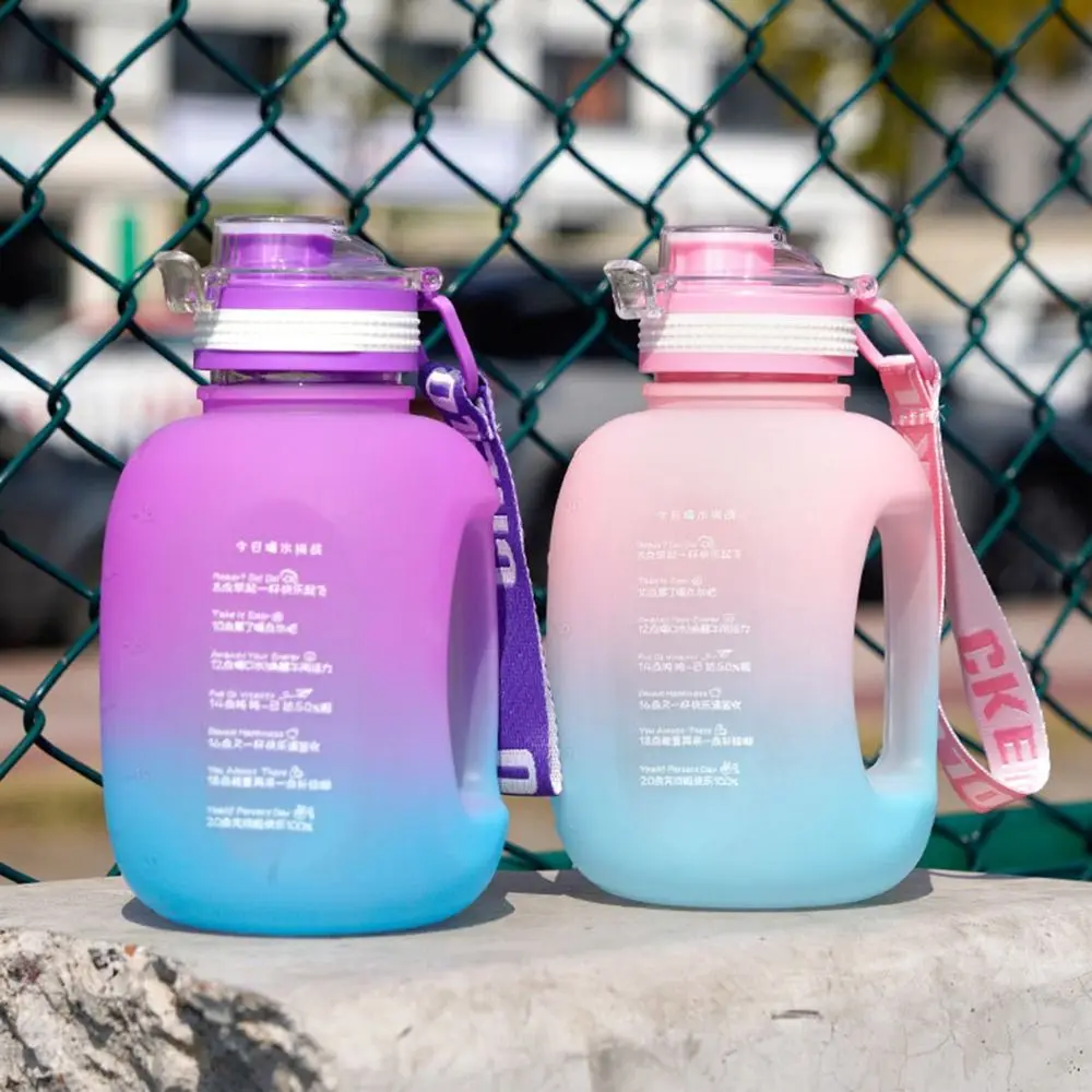 Botella de agua deportiva de gran capacidad, hervidor de viaje de Color degradado, fácil de limpiar, taza espacial portátil de grado alimenticio, Fitness, 1,2 L - imagen 4