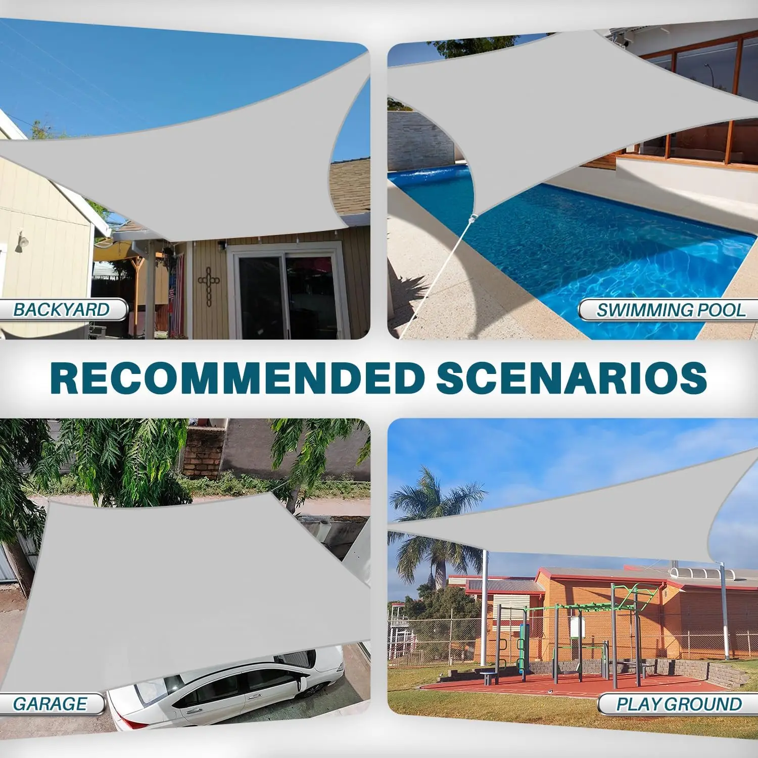 Vela de sombra de sol impermeable, toldo rectangular grande, cubierta de sombra de bloque UV para Patio, jardín, pérgola, porche, tienda, toldo - imagen 5