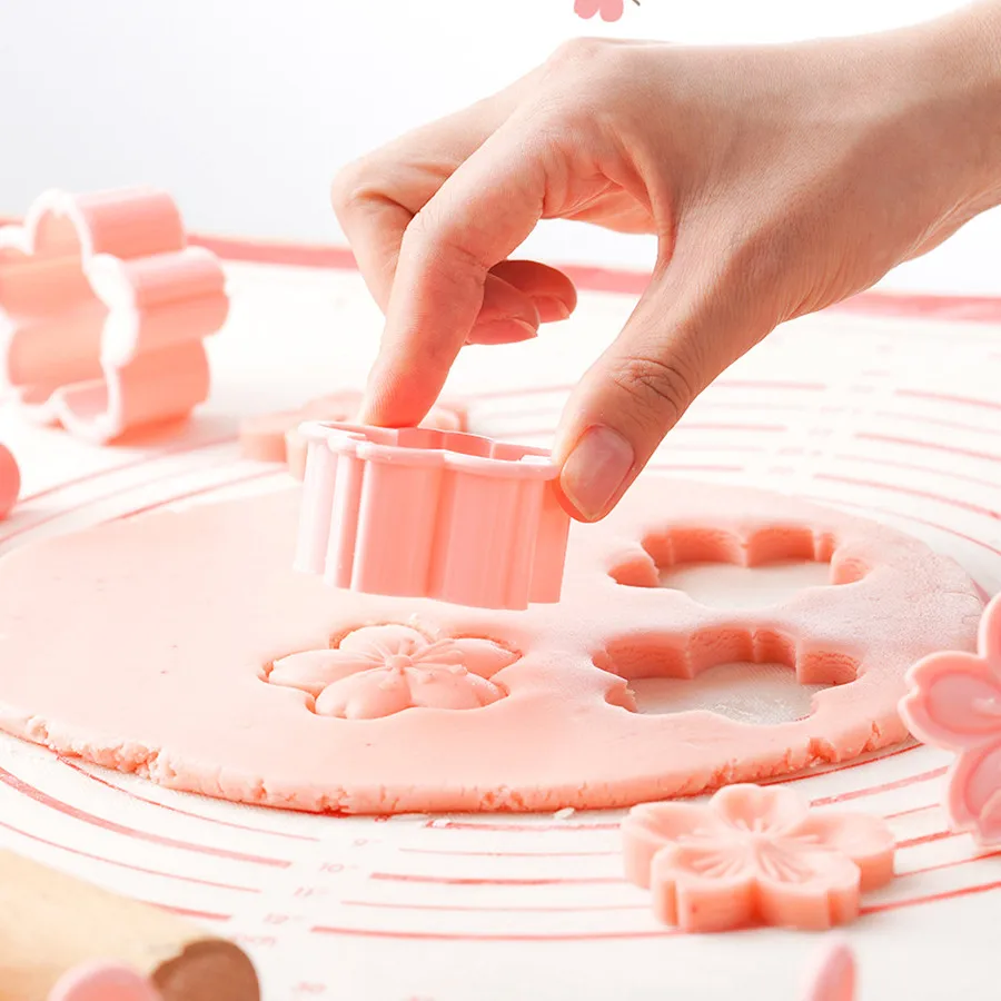 5 unids/set Sakura galletas molde flor de cerezo rosa galleta molde para fondant galletas de arándano forma de flor prensa flor cortadores para hornear - imagen 2