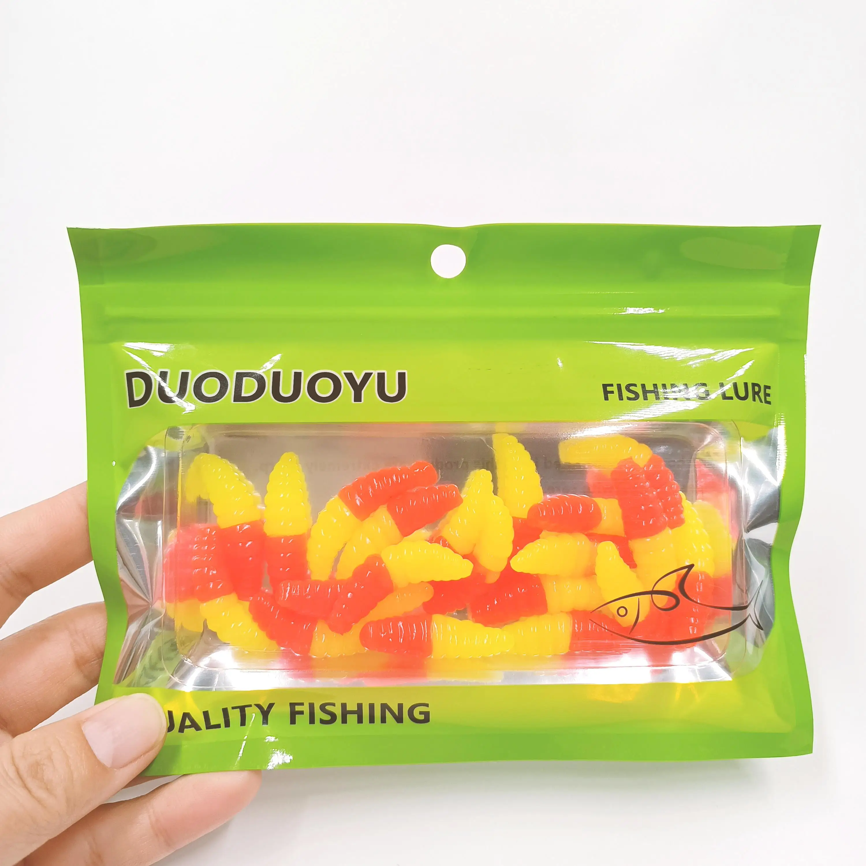 DUODUOYU 20 piezas 35mm gran doble Color suave gusano pan señuelo de pesca 1,4g cebo de gusano Artificial Jigging Wobblers aparejos de pesca de lubina - imagen 4