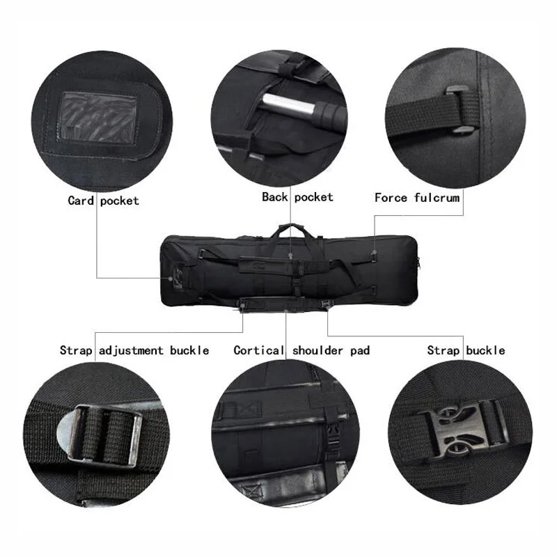 Bolsa de equipo de pesca portátil al aire libre, bolsa táctica de pistola de aire, funda de Rifle de aire de nailon, mochila de Rifle doble impermeable, mochila Universal - imagen 4