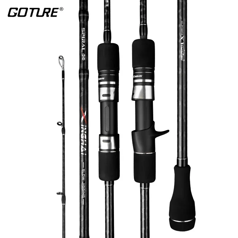 Goture-caña de pescar de Jigging lento, peso 80g-350g, potencia MH, 1,83 M, 1,91 M, fibra de carbono, fundición giratoria, caña de barco de pesca de mar - imagen 2