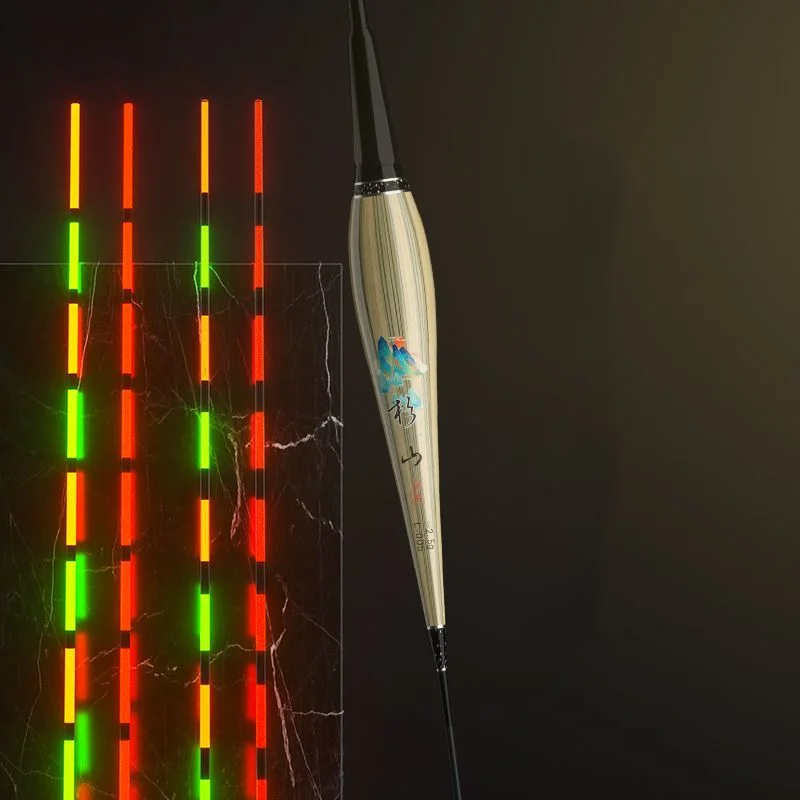 Flotador de pesca de caña noctilucente, gancho de mordida, alarma de decoloración, flotador electrónico, día y noche, boya Vertical flotante luminosa de doble uso - imagen 4