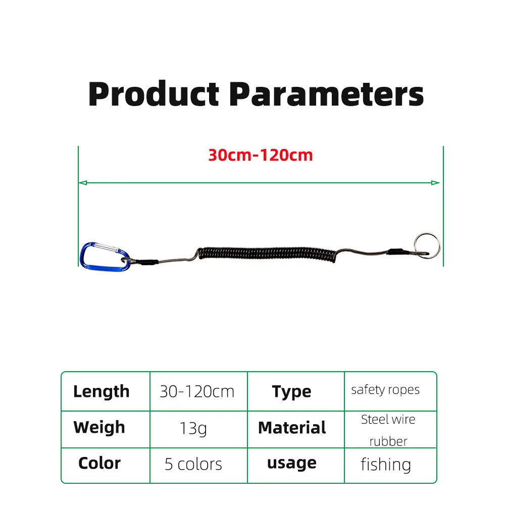 Cordones de pesca de 10 piezas, alambre de cuerda de seguridad, Correa en espiral para alicates, pinzas, herramientas de aparejos de pesca - imagen 3