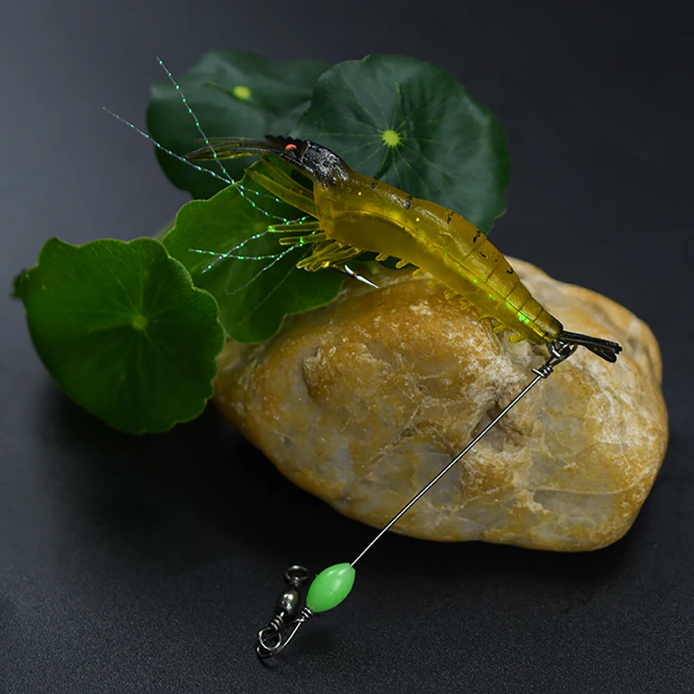 MNFT-señuelo tipo Gamba con cuentas luminosas, cebo Artificial de silicona suave con ganchos giratorios, aparejos de pesca, 1 ud. - imagen 5