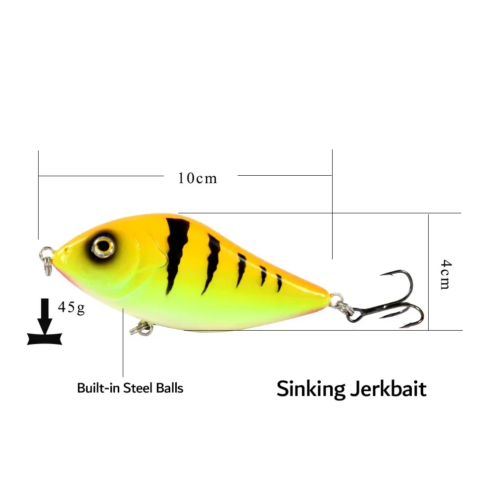 1 Uds deslizadores Jerkbait señuelos Wobblers para Lucio señuelo de pesca de lubina 100mm 45g cebo duro hundimiento sin labios Crankbaits señuelo de pesca - imagen 2
