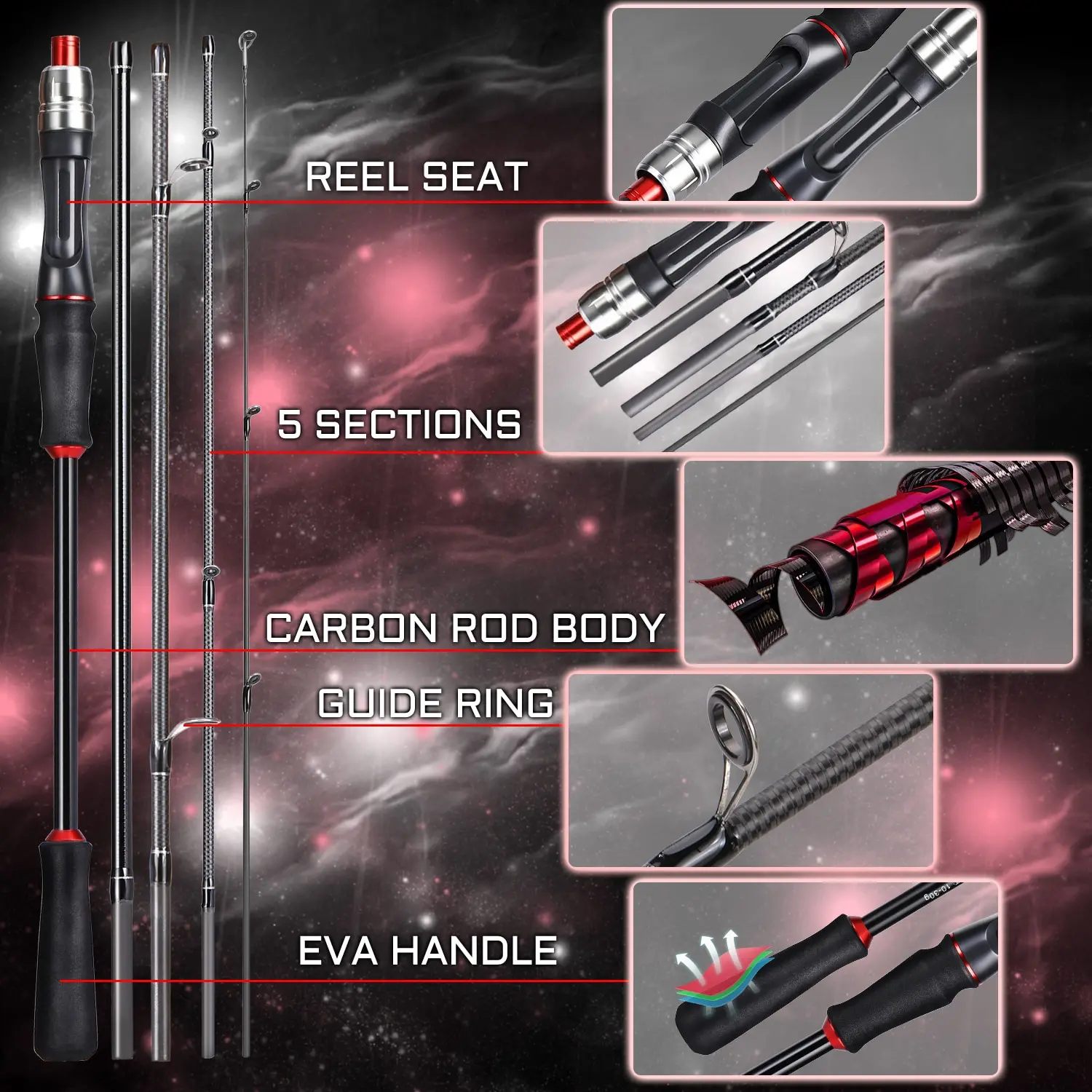 Sougayilang-caña de pescar giratoria/fundida, 1,8/2. 1m, 5/6 secciones, aparejos de viaje - imagen 3
