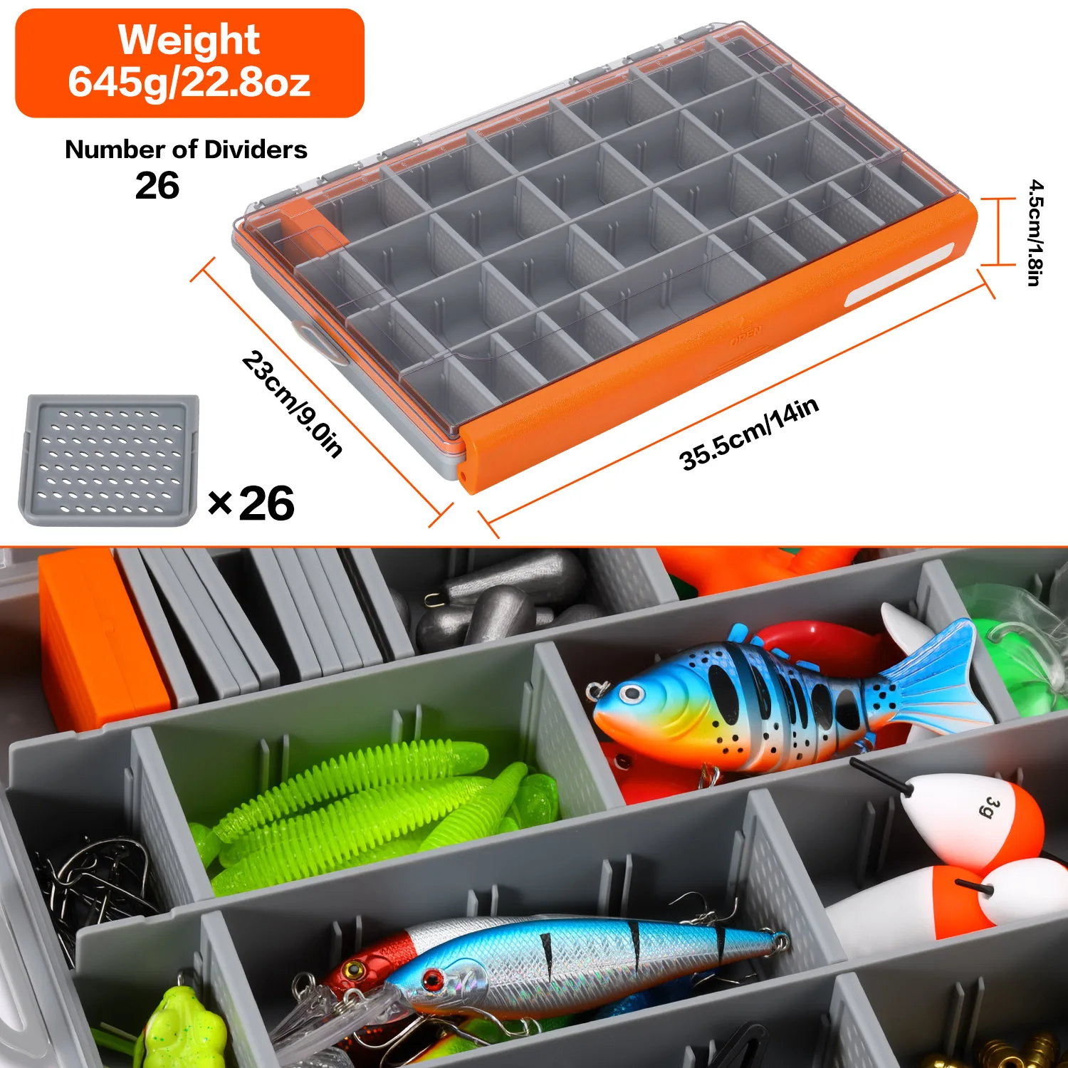 Caja de Herramientas de Pesca Sougayilang, 1/2 Piezas, 275/355 mm, Caja de Almacenamiento de Cebo de Plástico, Caja de Accesorios de Pesca Portátil, Caja de Señuelos y Cebos - imagen 3