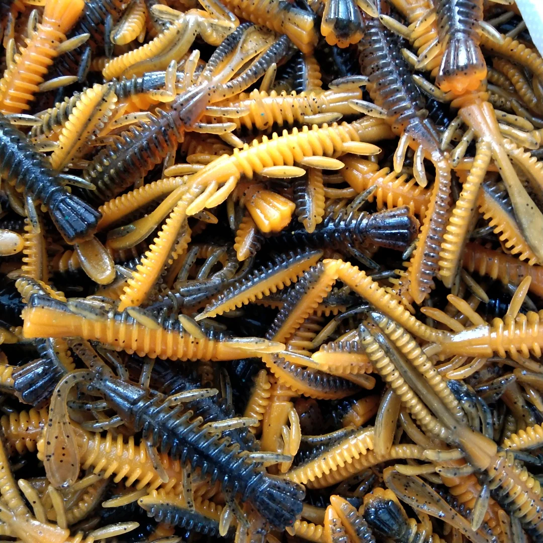 Swolfy 20 piezas 6cm 1,6g cebo flotante suave para pesca de camarones NED Rig Wobblers señuelo de natación de camarones Swimbait de silicona con atrayente de peces