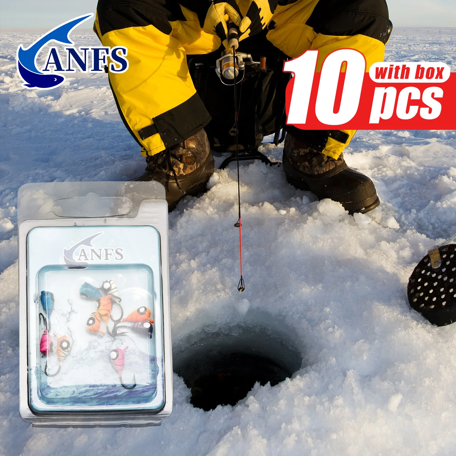 ANFS Juego de plantillas de pesca en hielo de 10 piezas: perfecto para Panfish Adventure, cebo de señuelo de pesca en hielo fresco - imagen 4