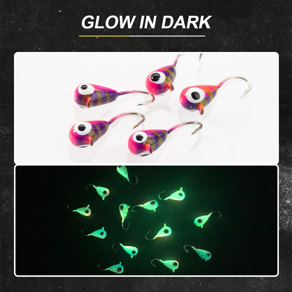 D1-señuelo de pesca en hielo de Metal de tungsteno, d3.2 mm, 0,5g/d4.0 mm, 1g, cebo Vertical luminoso, aparejos de pesca de invierno, 5 unids/bolsa - imagen 3