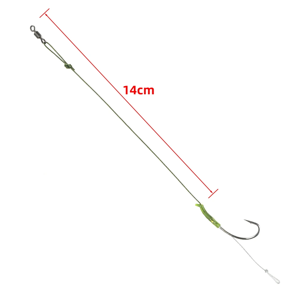 Hirisi-anzuelo de pesca de carpa, 3 uds., con línea recubierta, aparejos de pelo de pesca listos con anzuelo de púas, accesorios de pesca TS108 - imagen 4