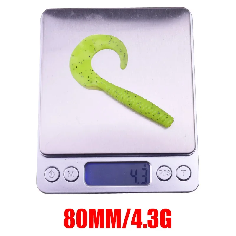 5 uds cebo suave de silicona con olor a pescado y camarones 8cm 4,3g Jig Wobblers cola Swimbait para carpa lubina con cebos artificiales de sal Pesca - imagen 3