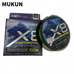 MUKUN 100M 8 teje hilo de pescar de PE fundición ultralarga 8 hebras trenzado línea multifilamento suave 20-100LB